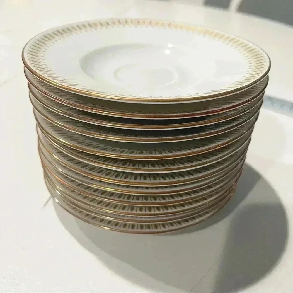 rörstrand sweden palazzo assiett vintage CMC gold trim design‎ plates 5.5” white